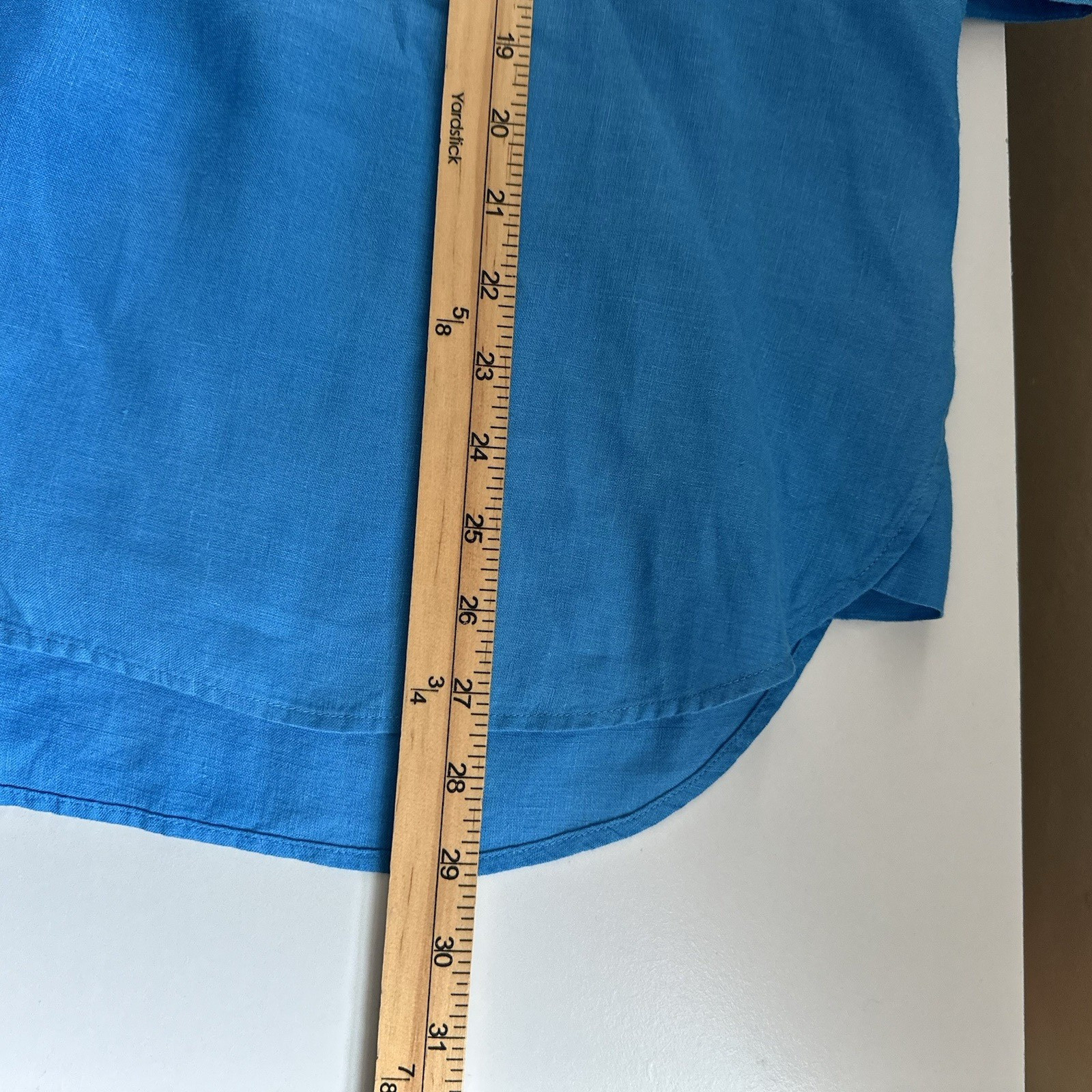 Chicos Womens Linen Button Up Size 3.5 / 18 Blue Coastal Nautical Collared Beach