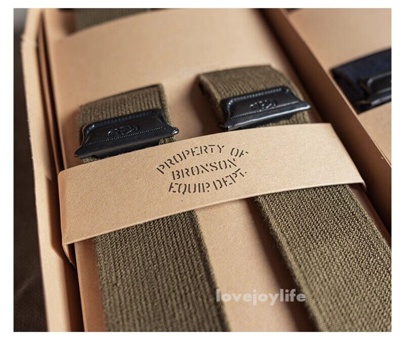 Bronson USAF X-Back Genuine Leather Suspenders Adjustable Elastic Straps Braces