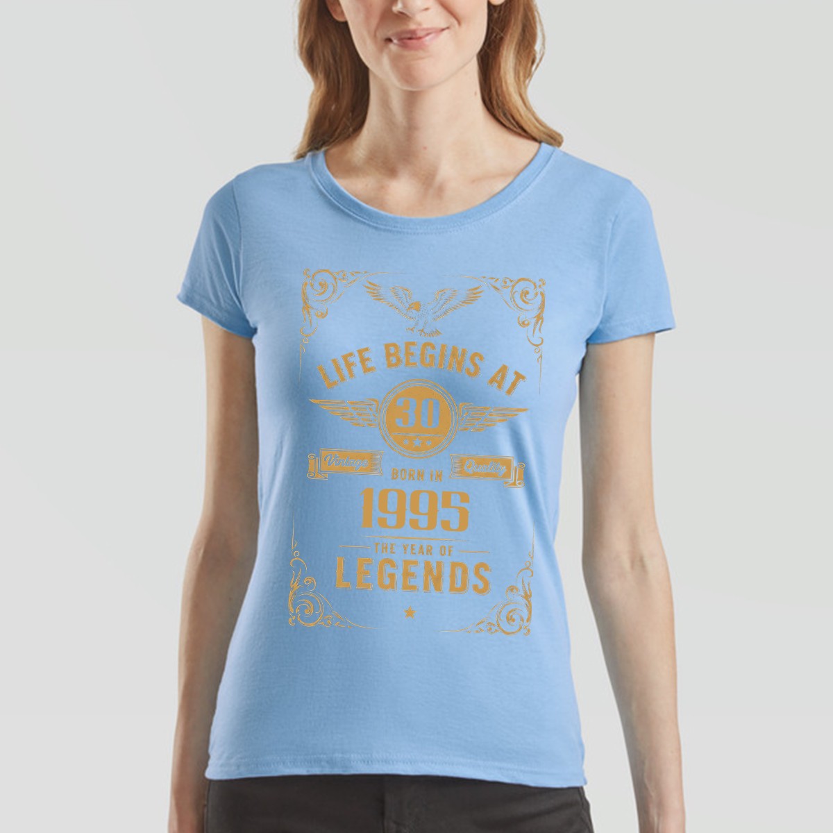 Life Begins At 30 Born In 1995 Womens T-Shirt 30th Birthday Legends Tee