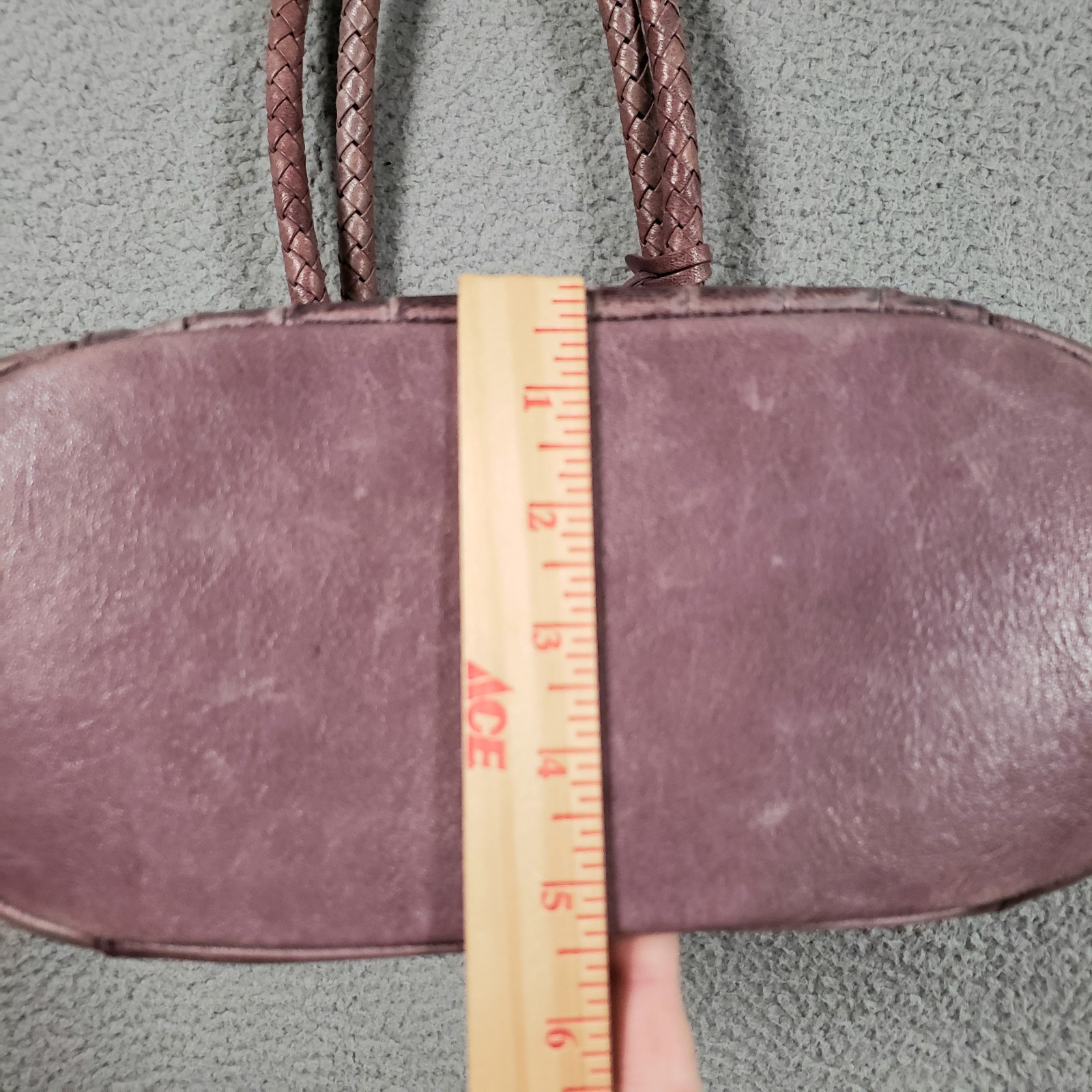 Brighton Purple Distressed Leather Shoulder Bag Pleat Elastic Pockets Heart Rare