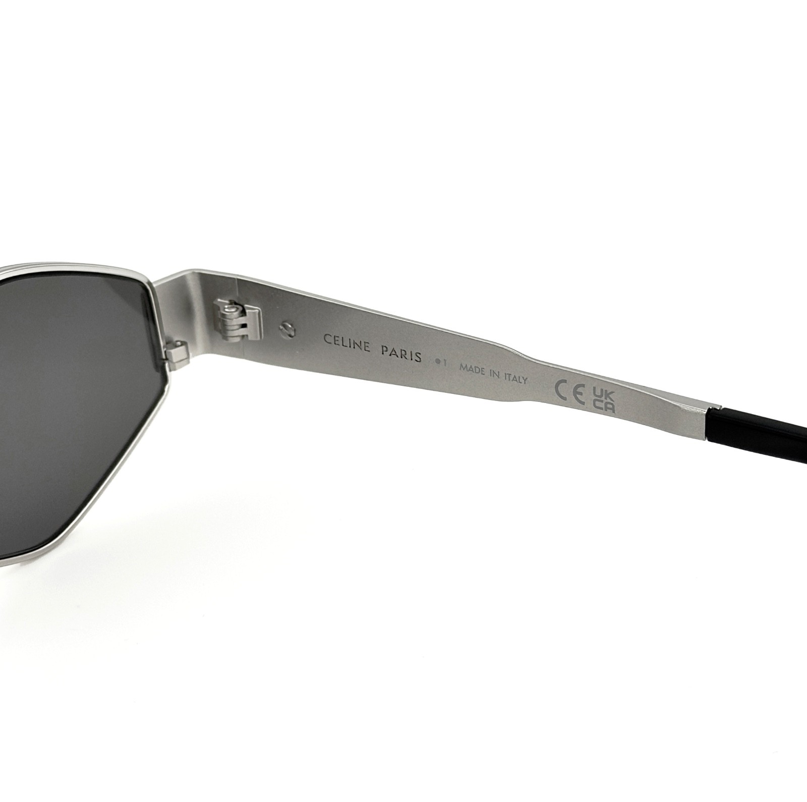 CELINE CL40254U 40254 METAL TRIOMPHE Silver Gray Oval Unisex Sunglasses 16A