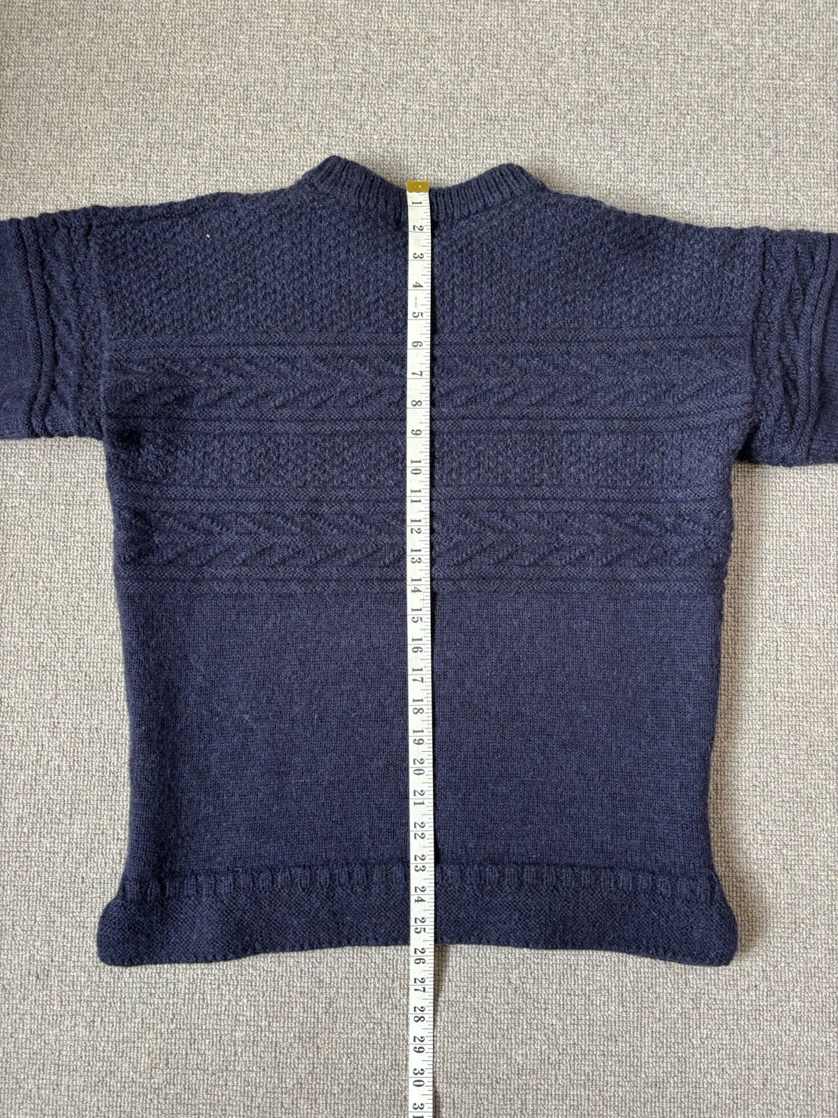 Traditional Guernsey British Wool Naturally Fisherman Jumper Navy Gansey M