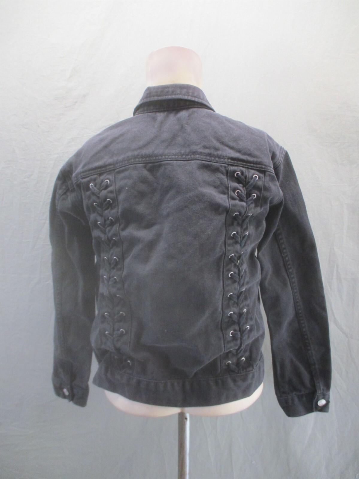 PACSUN Size M Womens 100% Cotton Pocket Lace Up Back Button Up Denim Jacket 020