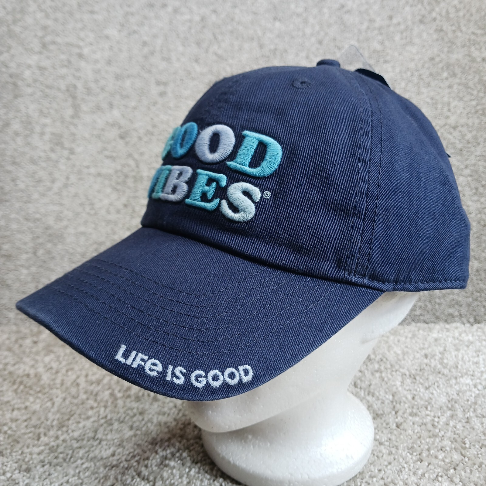 Life Is Good Hat Adult One Size Adjustable Blue Good Vibes Beach Summer Relax