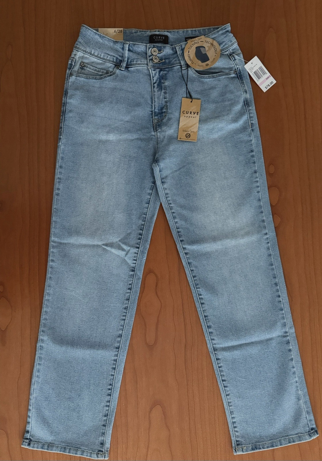 $78 Curve Appeal Shaping High-rise Sz 6 Authentic Ankle Boca Blue Jeans NWT