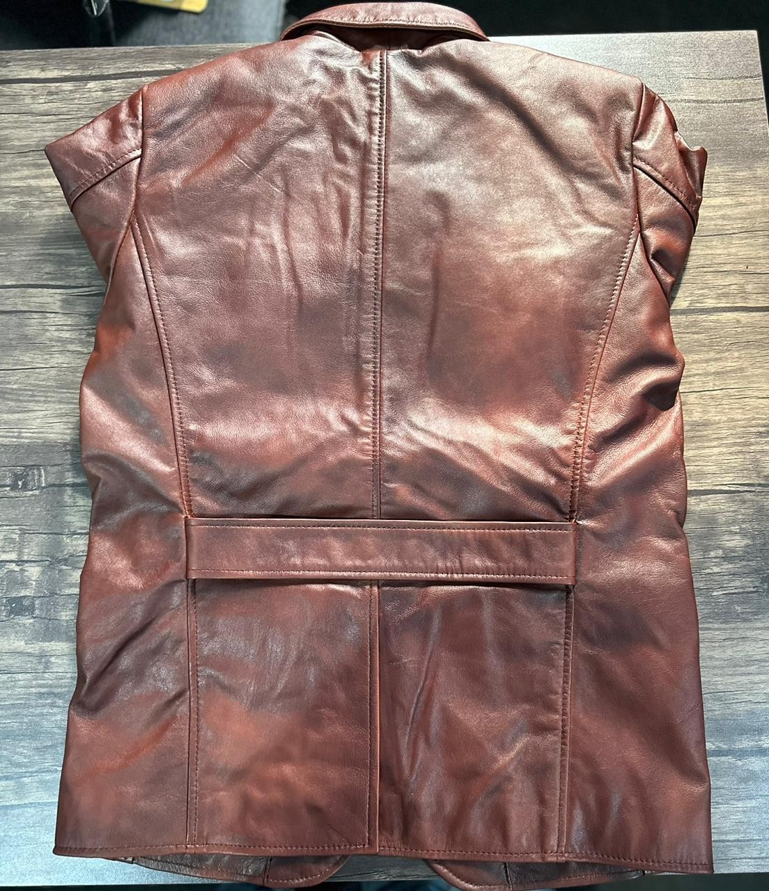 MENS REAL LEATHER BLAZER BROWN SOFT SHEEP CLASSIC SLIM FIT JACKET COAT