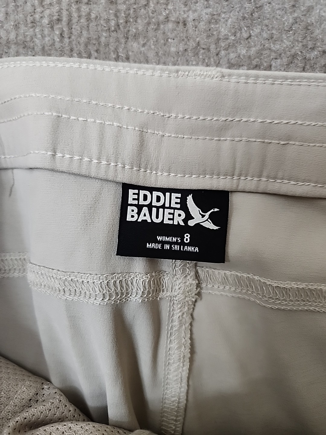 Eddie Bauer Rainier Capri Pants Womens 8 Pumice Nylon Stretch Hiking UPF 50+