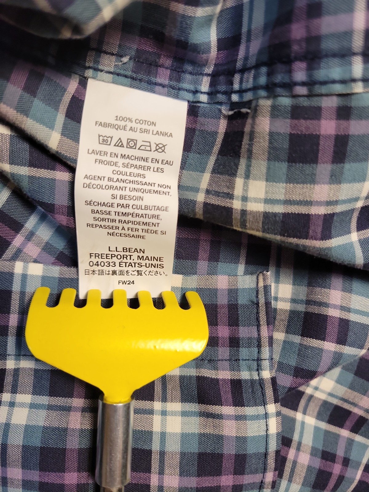 LL Bean Slightly Fitted Shirt Men’s Sz S Reg Blue/Black/White/Purple Plaid