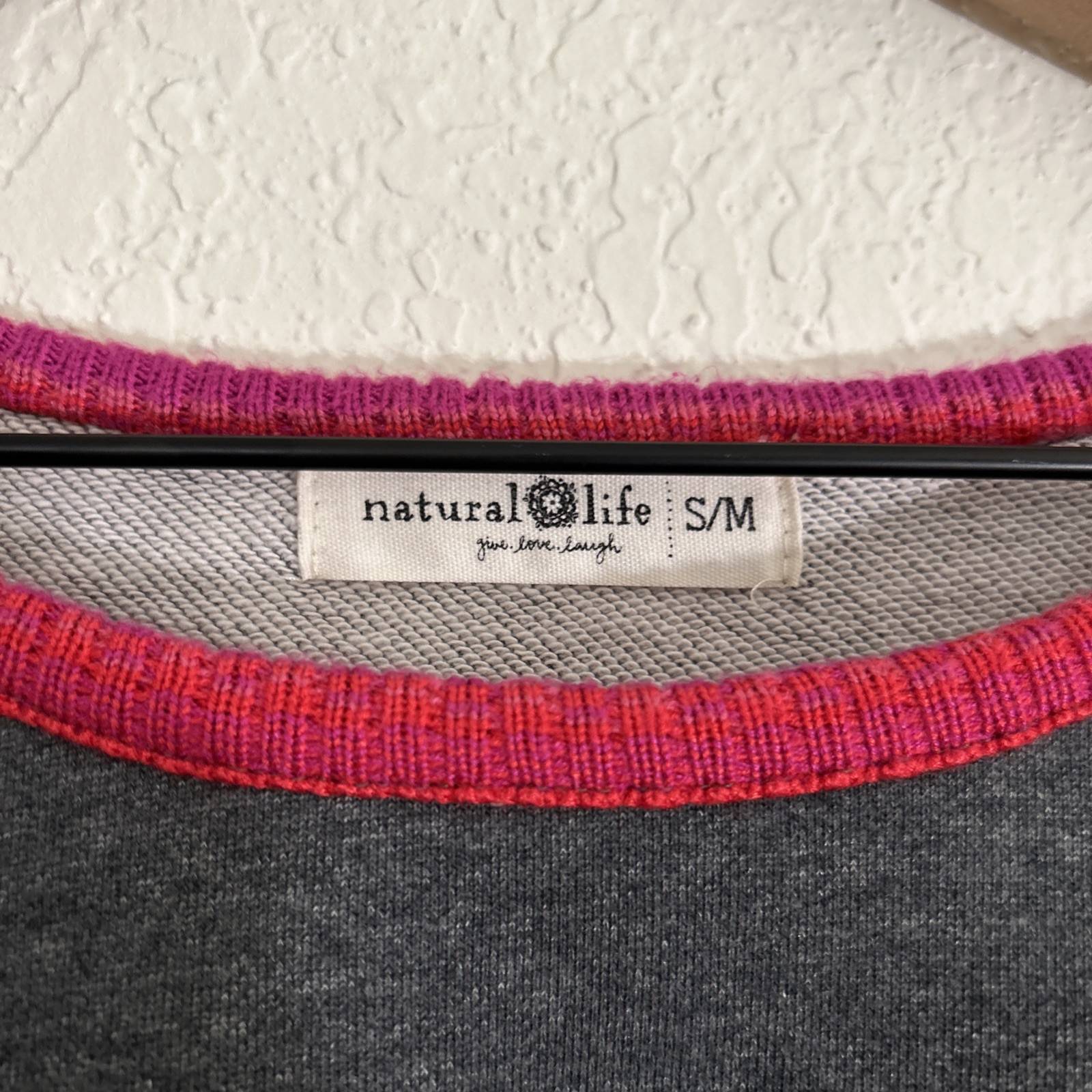 Natural Life Knit Trim Sweatshirt Colorblock Oversized Fit Colorful Boho Sz S M