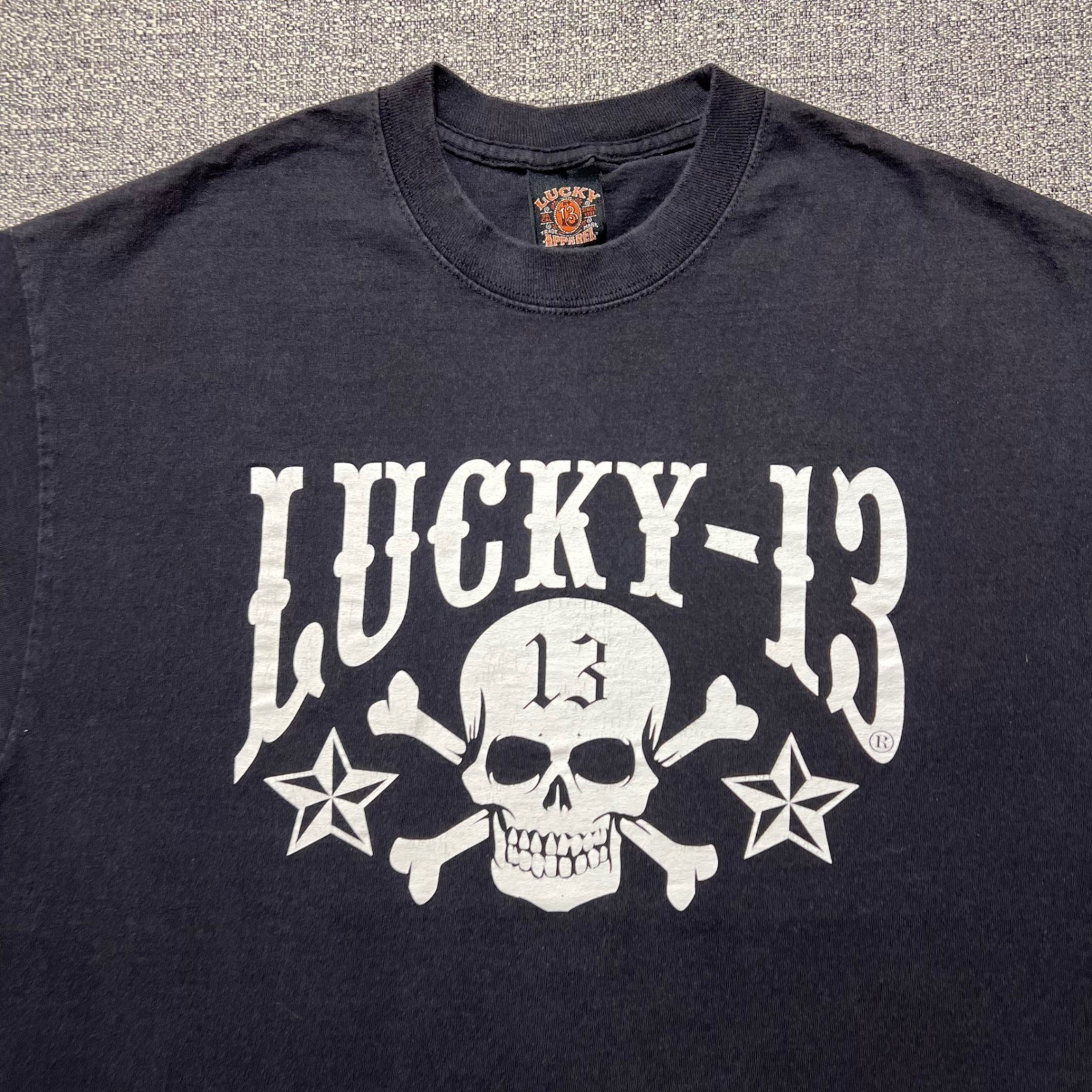 Vintage 90s Lucky 13 Apparel SoCal Skull Crossbones T Shirt Mens Large Black USA