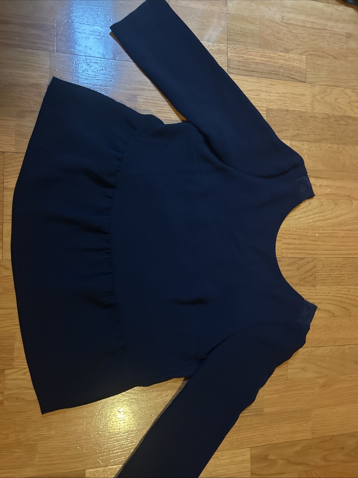 Sezane Navy Blue Blouse With Lace Back