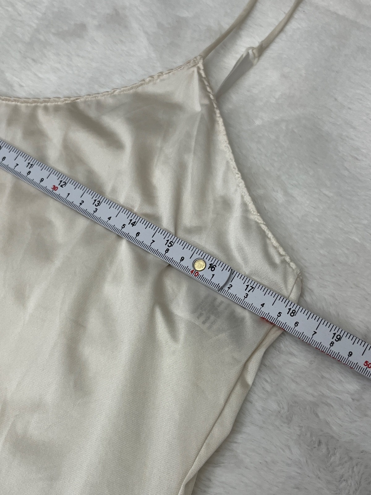 Vanity Fair Vintage 90s Glam Soft Silky Satin Full Slip Nightgown 36 Med Ivory