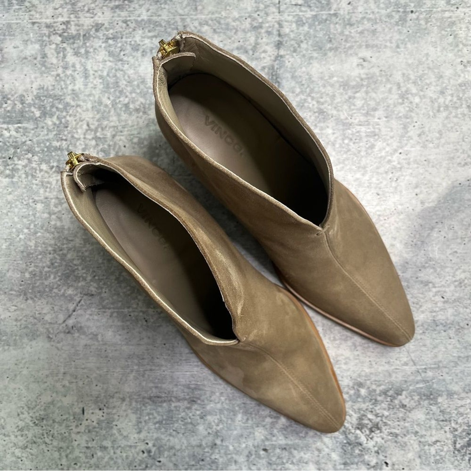 Vince Havana Light Tan Notched Suede Booties 8