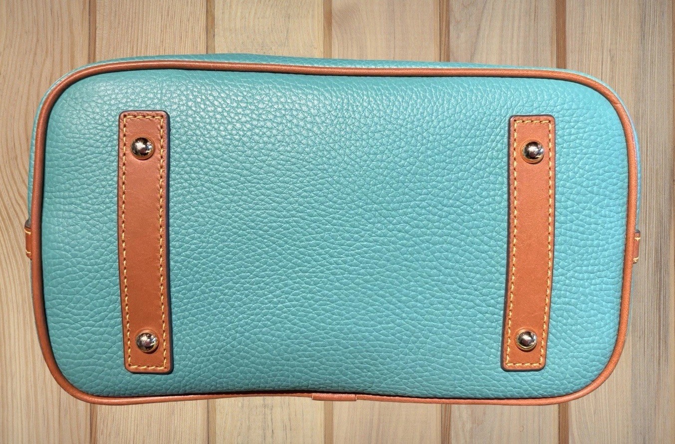 Dooney Bourke Spearmint Turquoise Green Domed Satchel Bag Pebbled Leather Purse