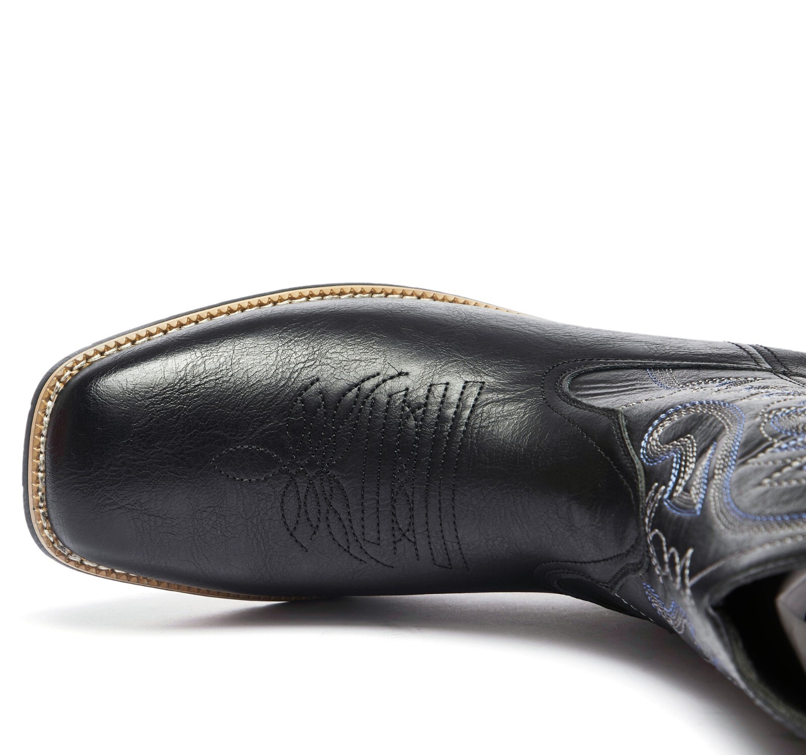 Black Men’s Cowboy Western Embroidered Square Toe Boots