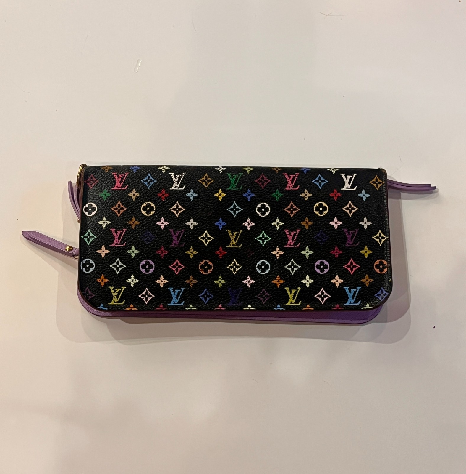 Louis Vuitton X Murakami Multicolore Insolite Wallet Black Violet