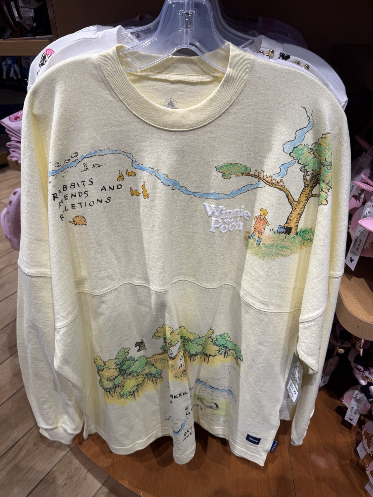 Disney Parks Winnie the Pooh Hundred Acre Wood Map Adult Spirit Jersey NWT Robin