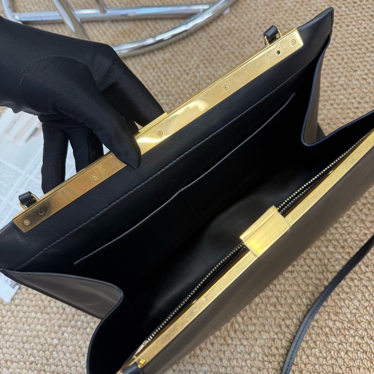Celine Classic Clasp Shoulder Bag Black Leather Gold Hardware Duty Paid