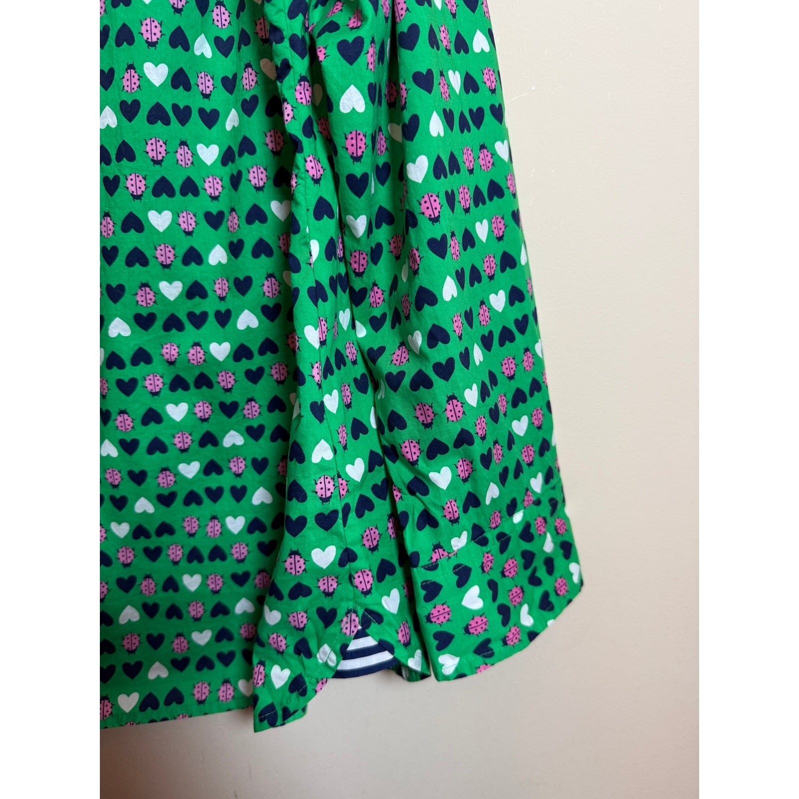 Talbots Green Ladybug Heart Print Button Down Shirt XL Womens Long Sleeve NWOT