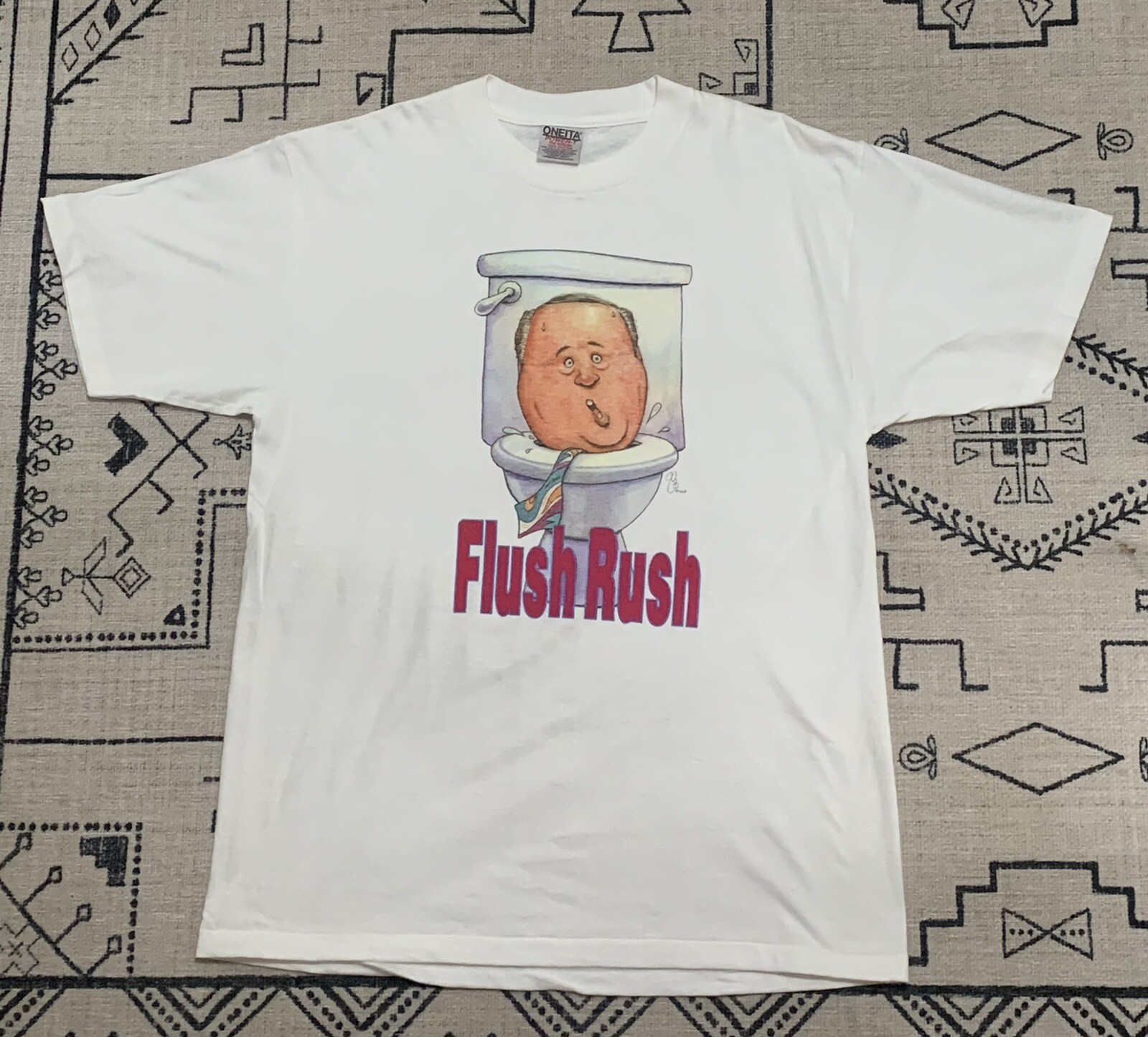 Vintage 90s ‘Flush Rush’ Shirt Large Limbaugh Liberal Trump Charlie Kirk Politic