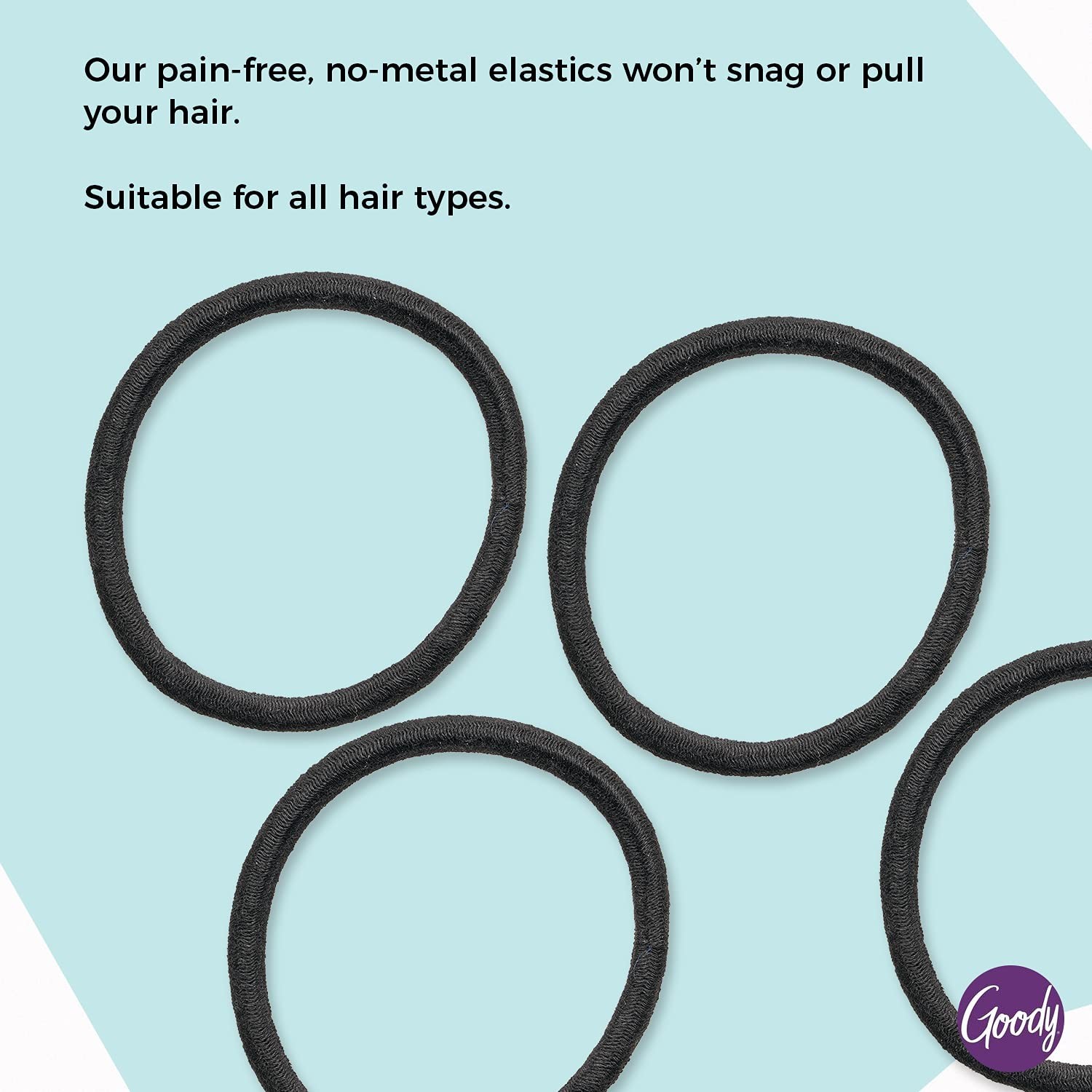 Goody Ouchless Elastic Hair Ties – 15 Ct Black 4MM Rubber Bands for Hair Pain…