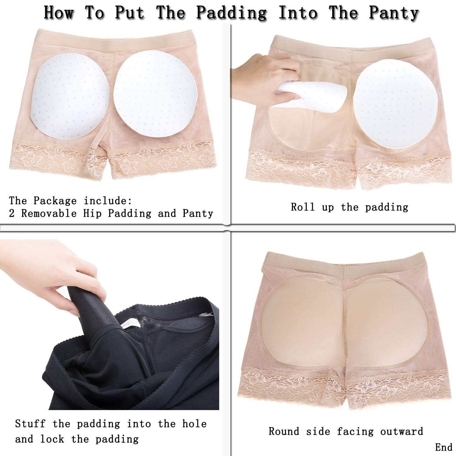 Women Seamless Lace Butt Lifter Underwear Removble Pad Hip Enhancer Body Shaper
