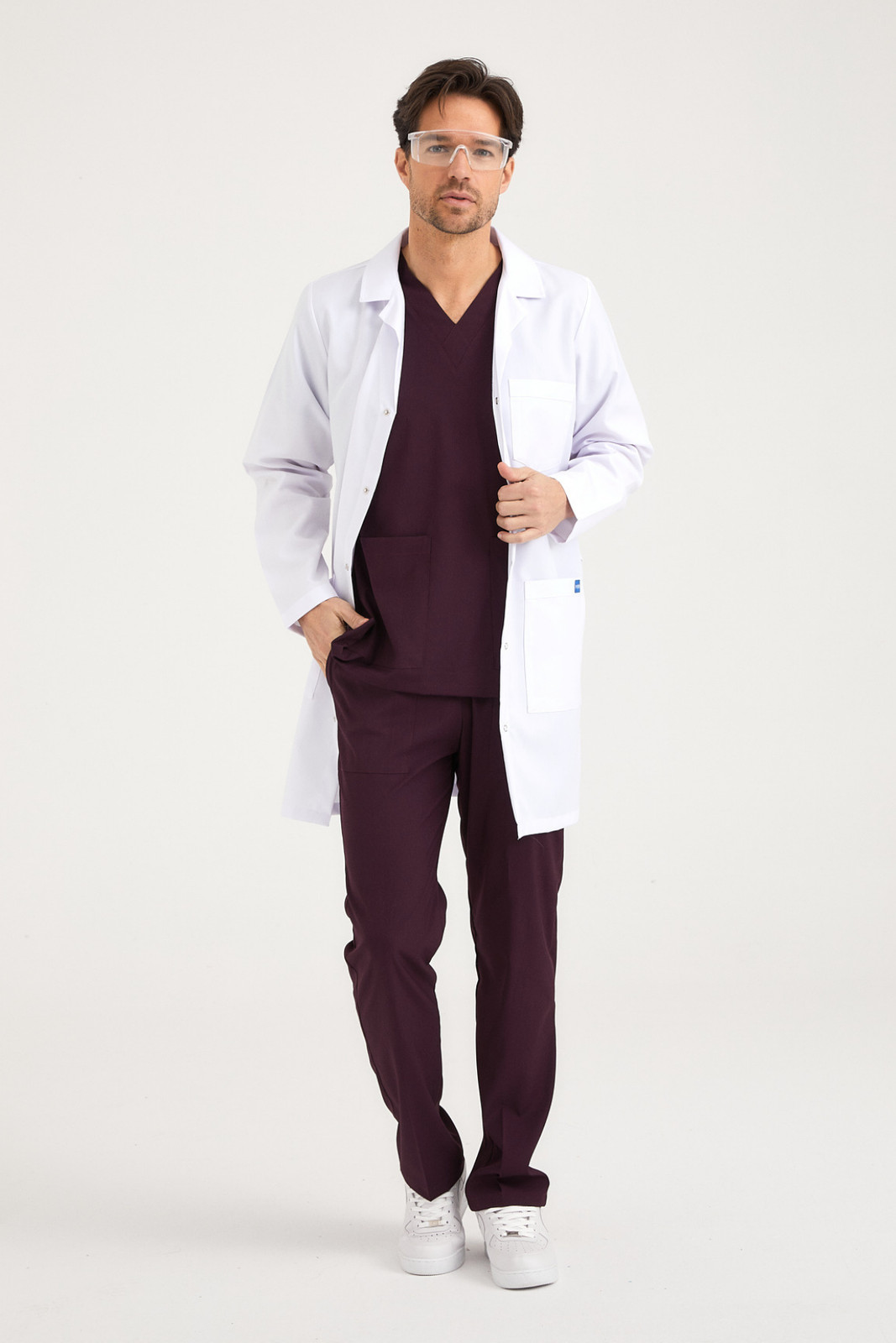 Positive Men Classic Collar Long Sleeve Full-Length Coat