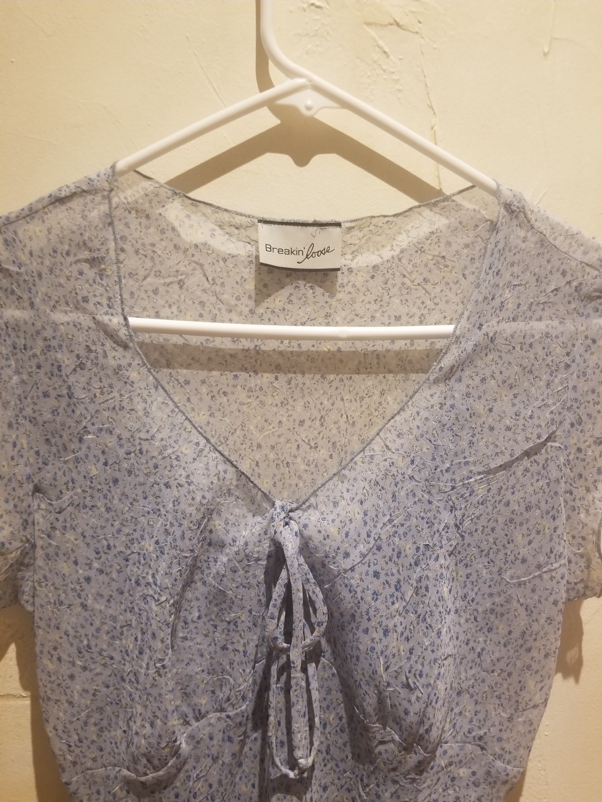 VINTAGE BREAKIN LOOSE BLUE BOHO FLORAL SLEEVELESS LONG SLIP DRESS SZ 5/6