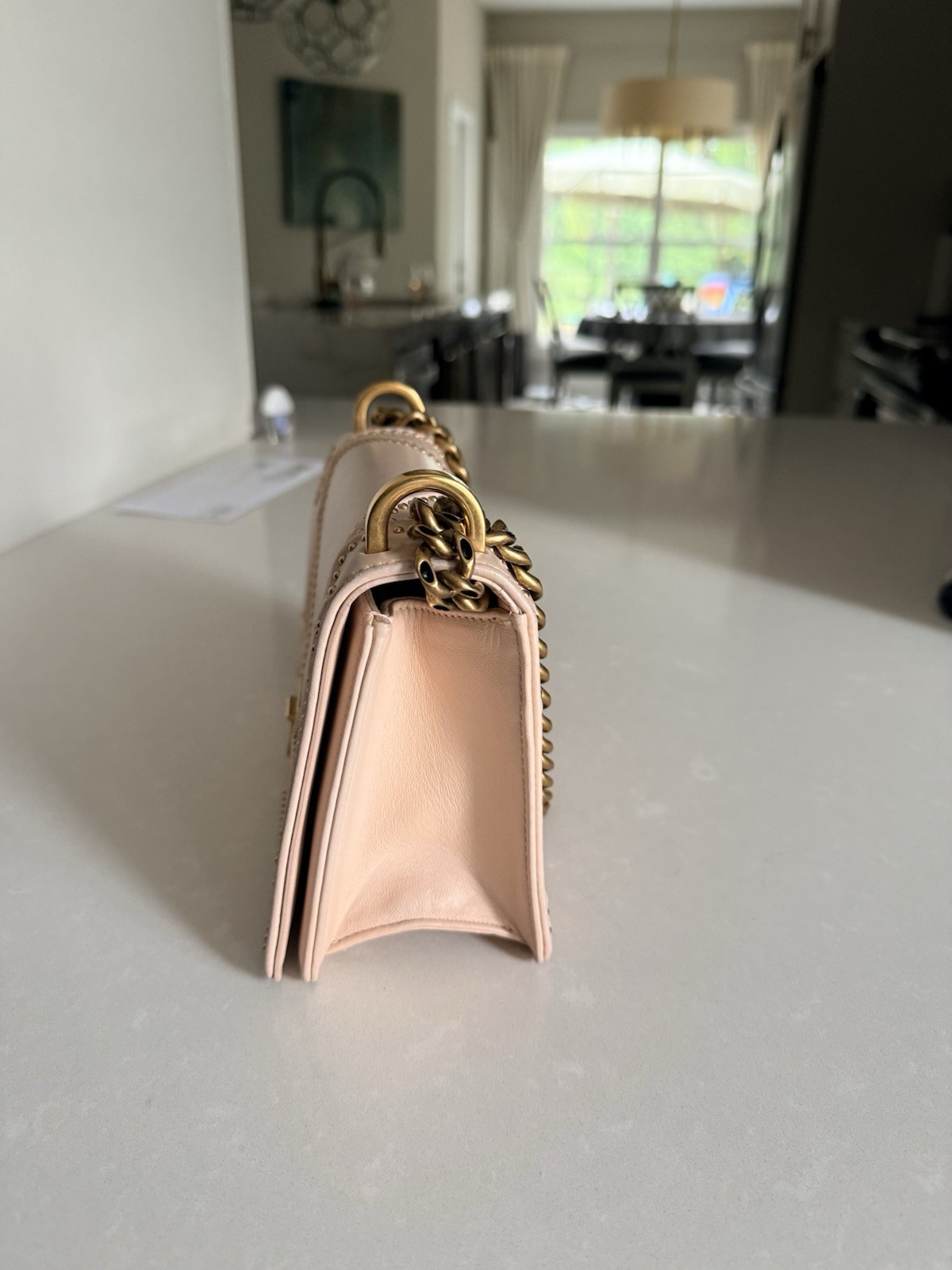 Christian Dior Pink Studded Small Shoulder Bag Gold Chain Strap Clasp Closure