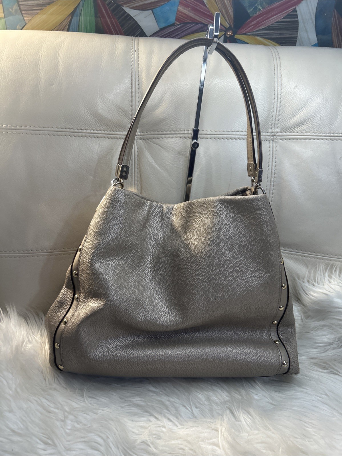 Coach Bag F35211 Phoebe Madison Studded Caviar Ret$495. Metallic Neutrals