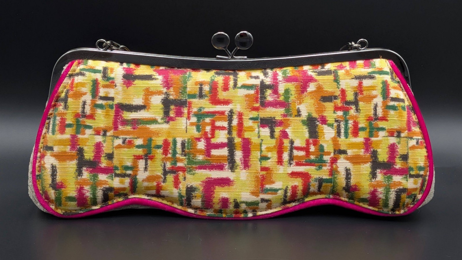 Mary Frances Embellished Frame Clutch Bag Beaded Floral Appliqué Textile Purse