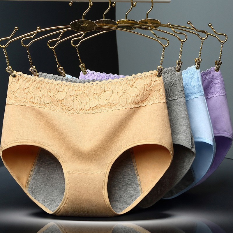 3 Womens Period Panties Solid Menstrual Briefs Stretch Brief Leakproof Underwear