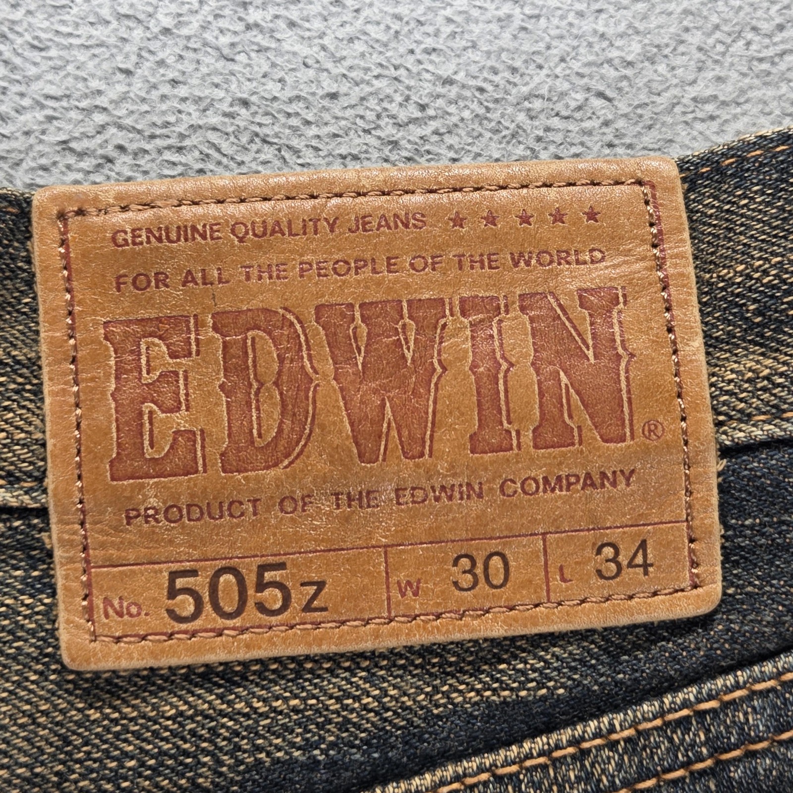 Edwin Jeans Mens Blue Selvedge 505z Dirty Wash Whiskers Fits 30×28