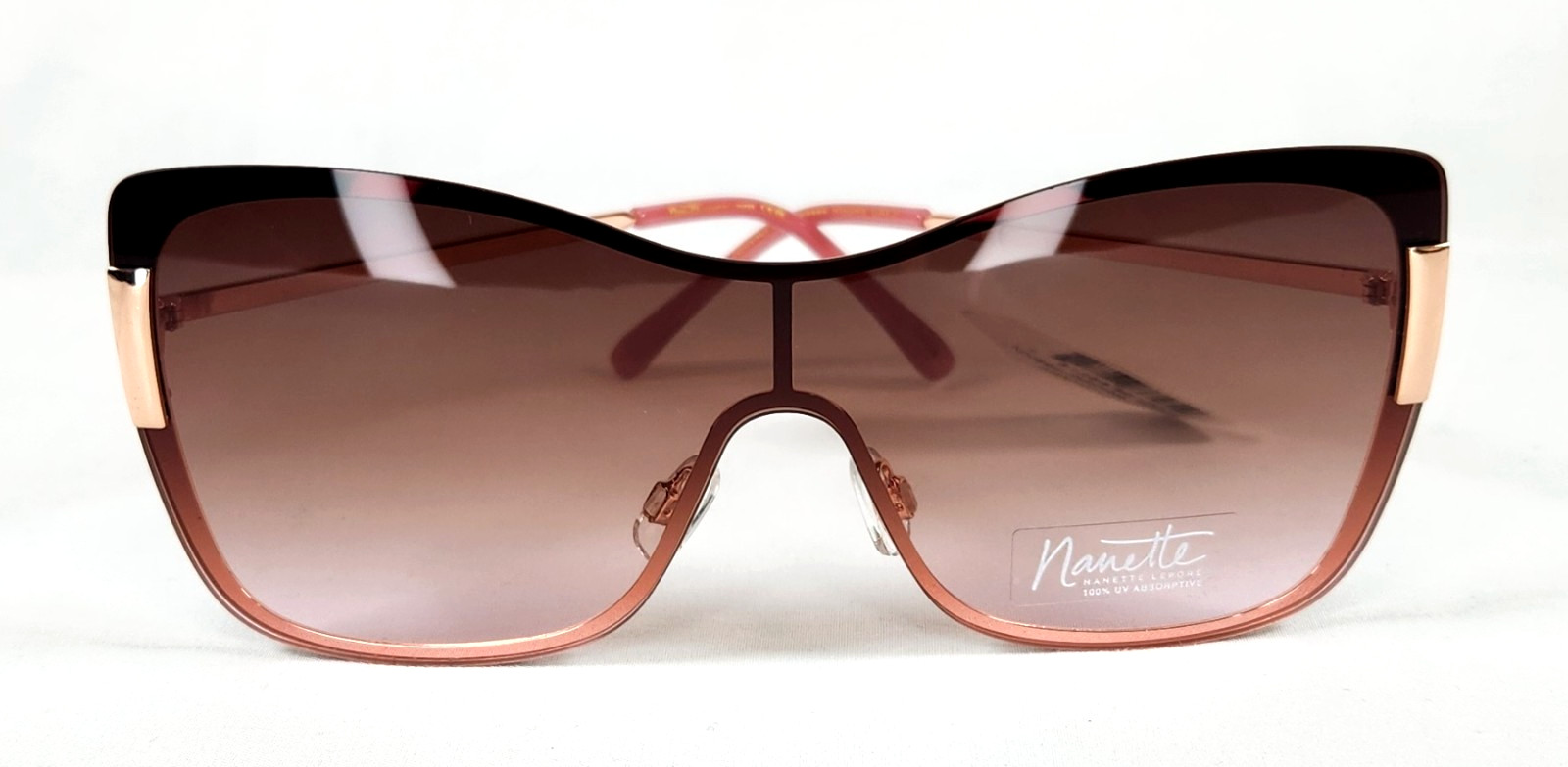 Nanette Lepore 1-Pc Rose Color Cat-Eye Gold Metal Frame Sunglasses