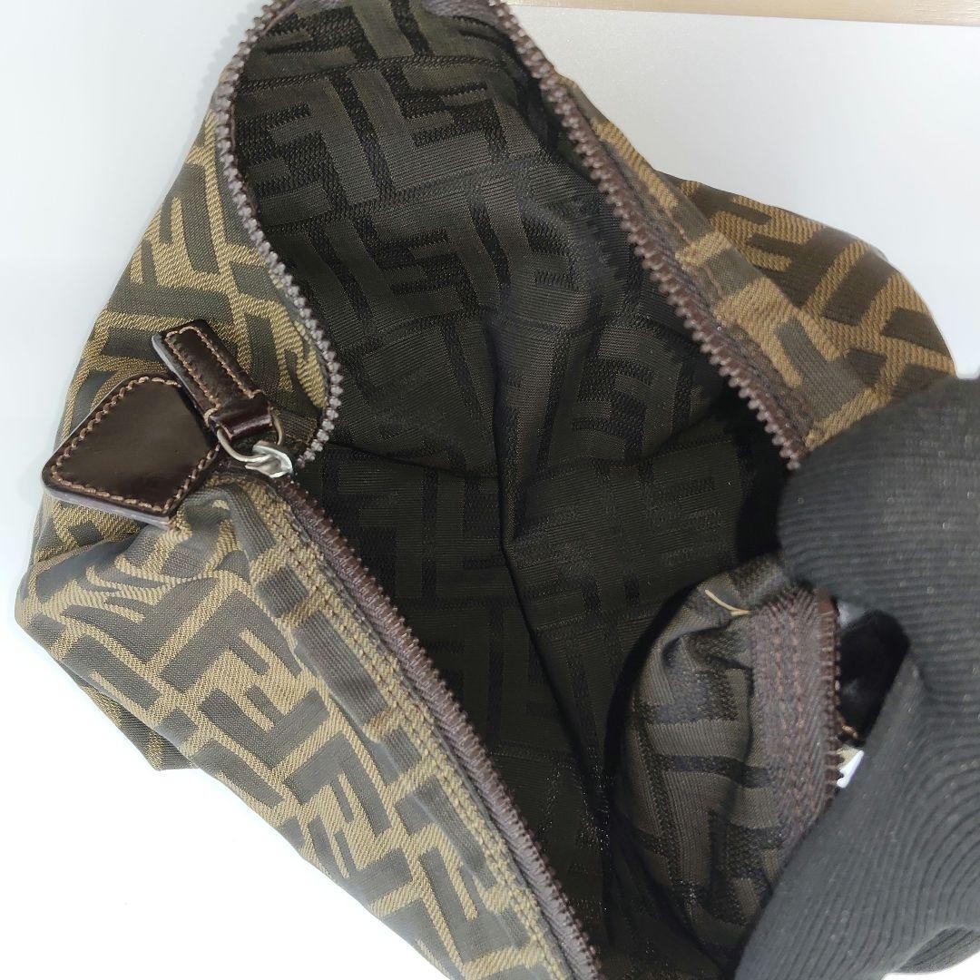 Fendi Zucca Canvas Cosmetic Pouch Brown FF Logo Authentic 25cm Bag