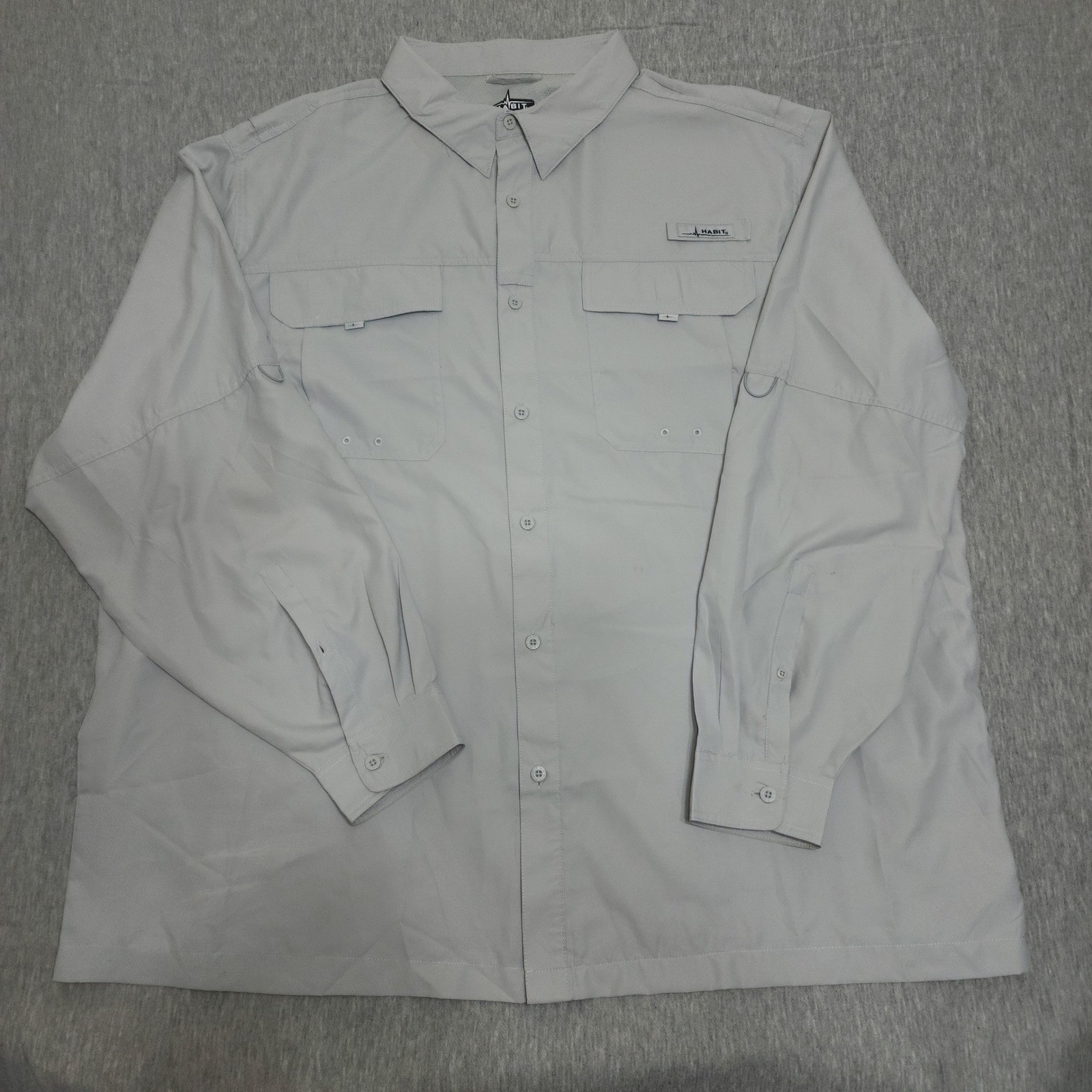 Habit Outdoors Fishing Shirt UPF 40 UV Ventilated Gorpcore Hiking Mens Gray 3XL
