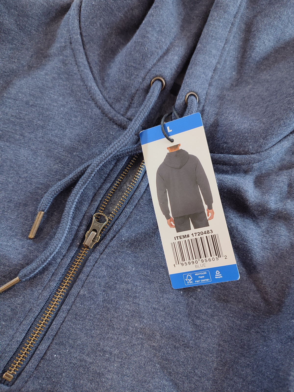 Buffalo David Bitton Men’s Half-Zip Fleece Hoodie Hooded Jacket Blue Size Large
