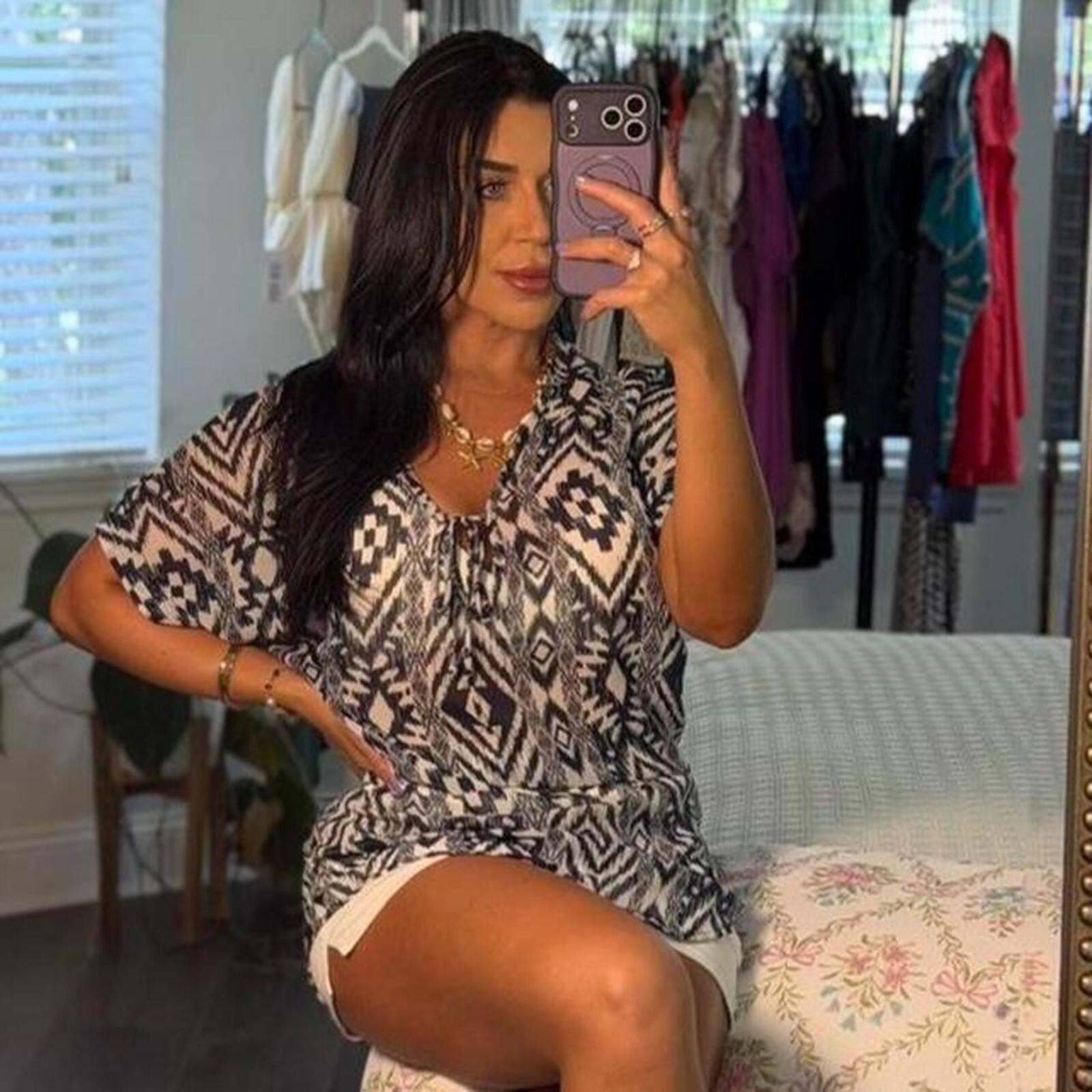 Francesca’s Boho Tribal Print Tunic Dress | Aztec Beach Cover Up