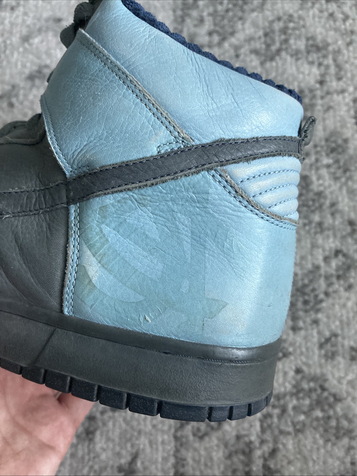 2006 Nike DUNK HIGH PREMIUM FLINT GREY MIDNT NAVY-UNI BLUE 314877-041 Black Five