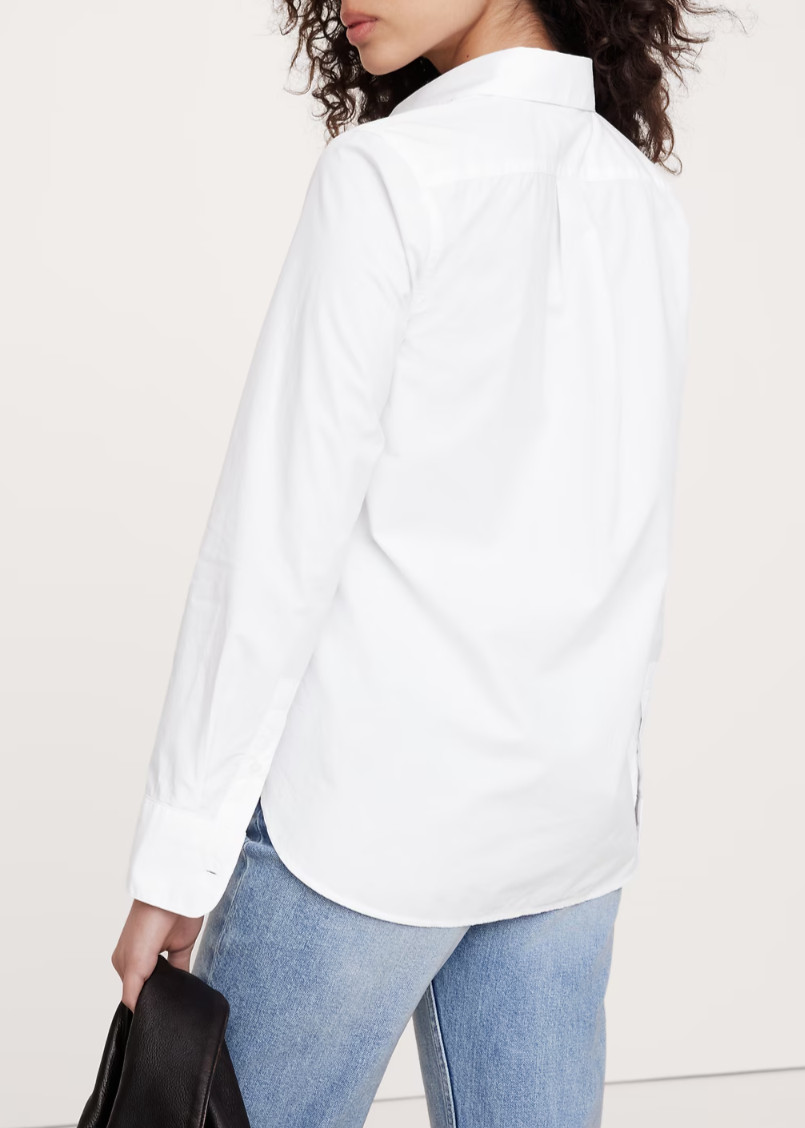 NWT! Banana Republic White $98 The Perfect Everyday Cotton Poplin Blouse Shirt M
