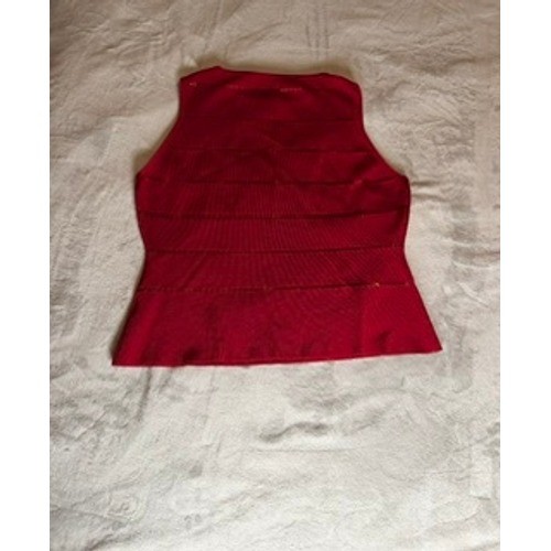 Max Studio Womens Red Sequin Knit Sleeveless Shell Top Size XL Crew Neck