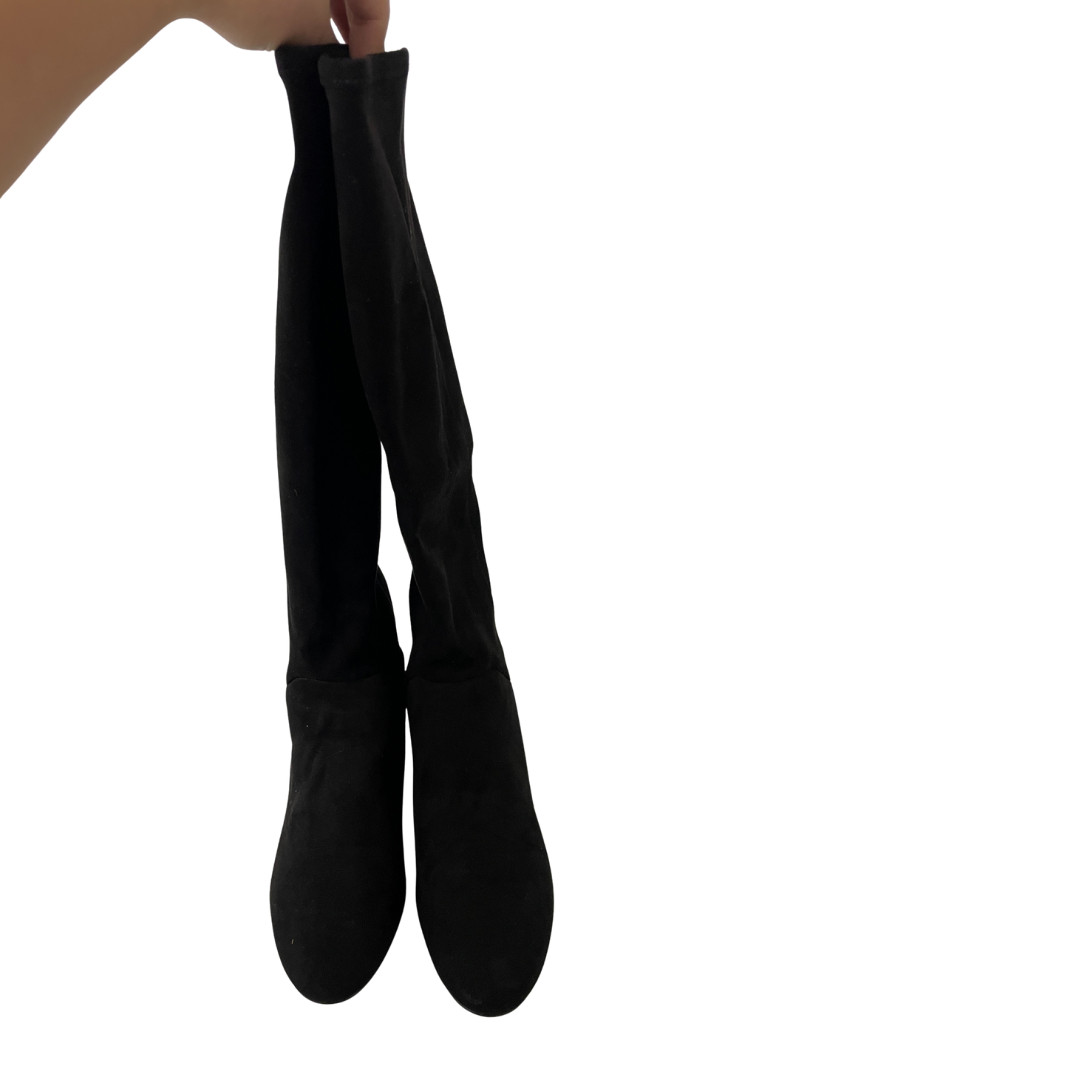 Boden Womens Cara Heeled Stretch Knee Boots Size EU 39 US 8 Black A1579 NWOB