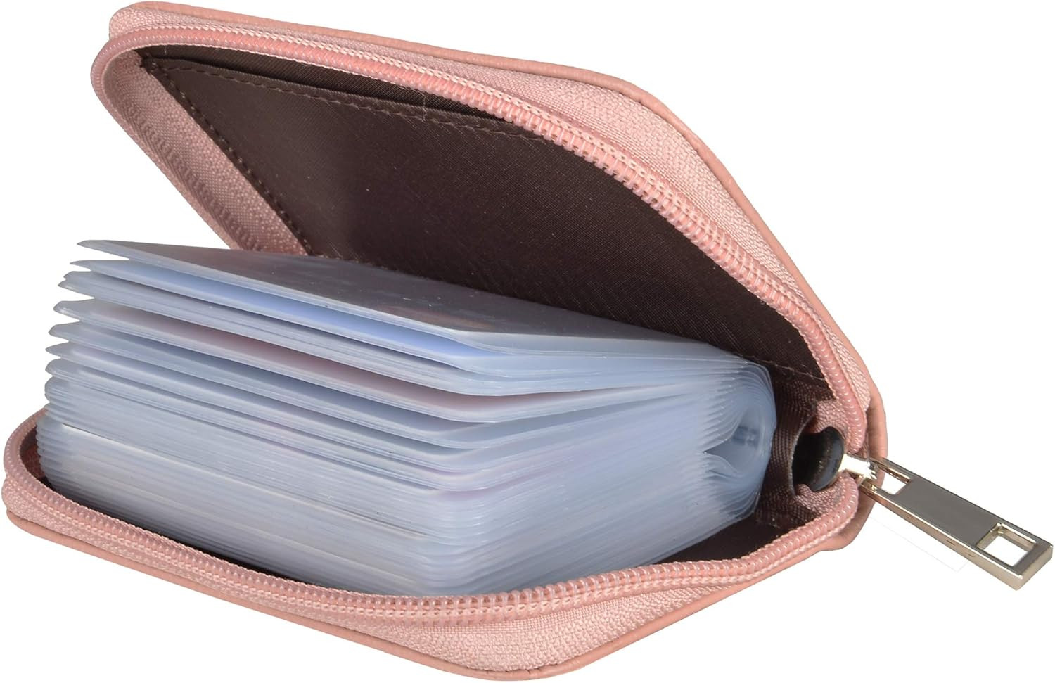 Genuine Leather Credit Card Holder Zipper Wallet with 26 Card Slots