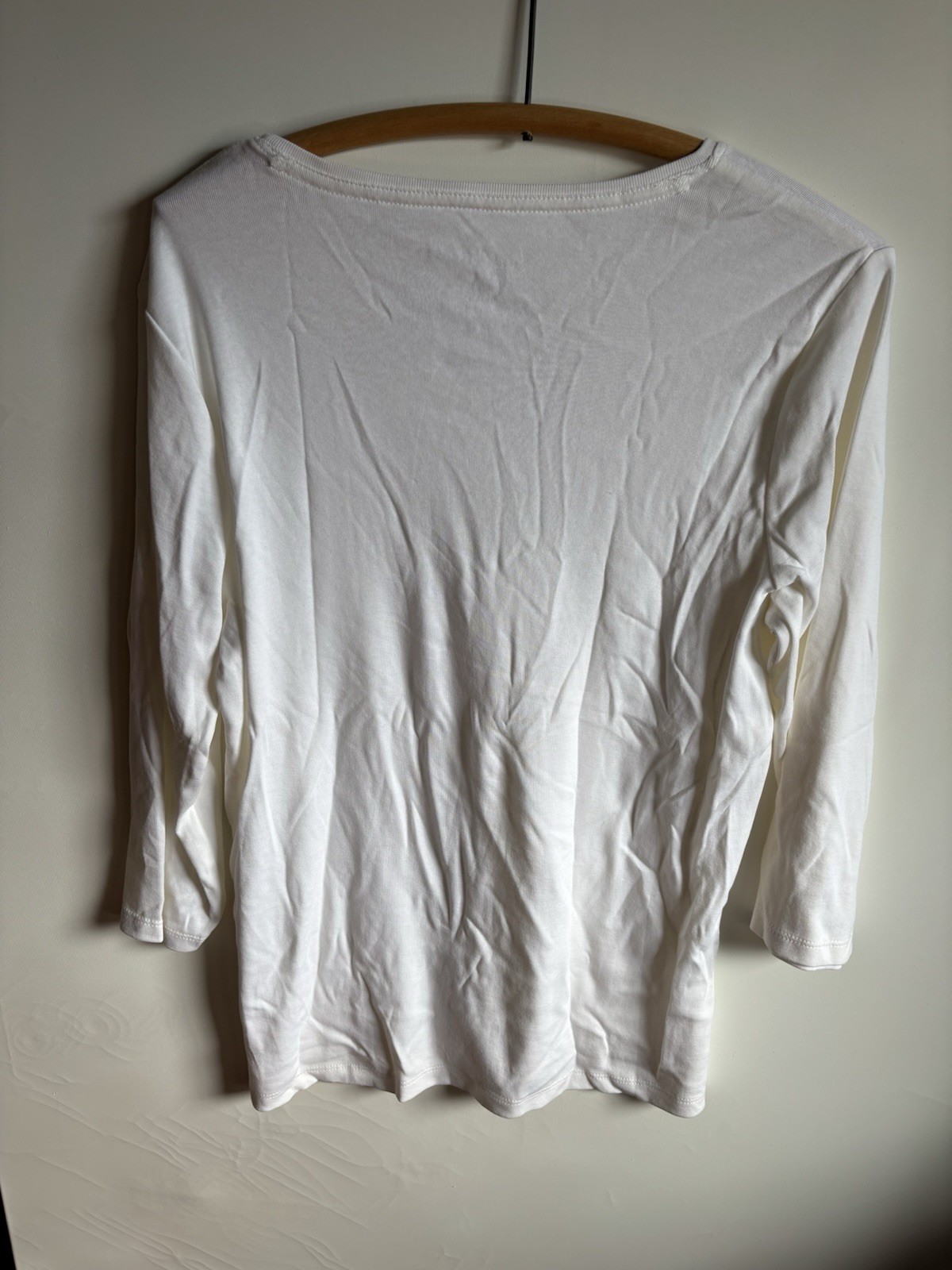 Chico’s Women’s Size 2 Paige V 3/4 Sleeve 100% Cotton Optic White