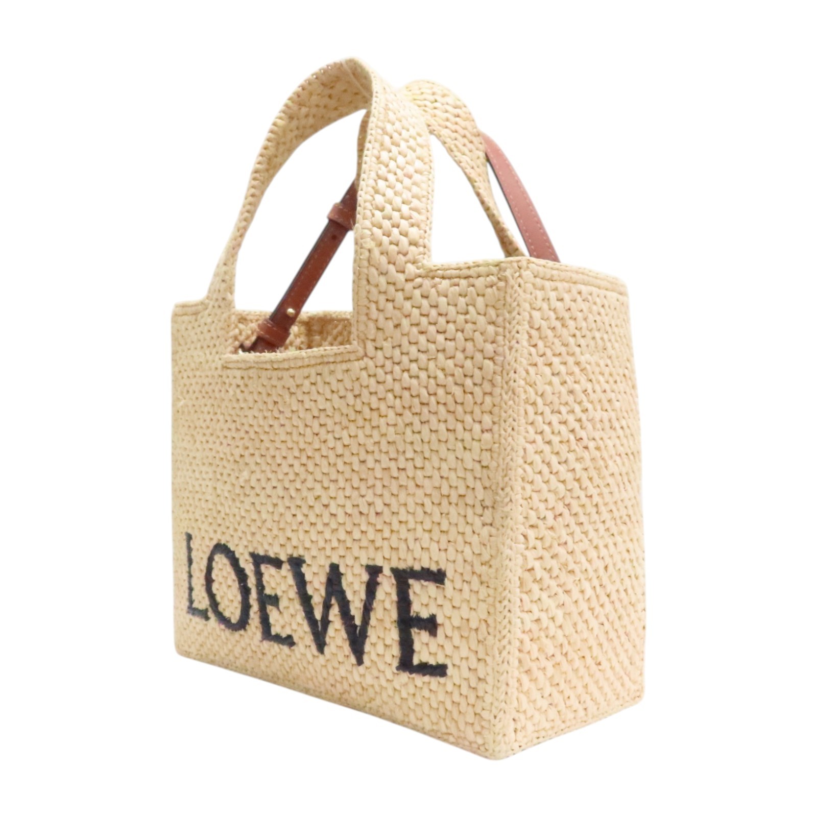 LOEWE Small Front Shoulder Tote Bag Raffia Beige A685B59X03