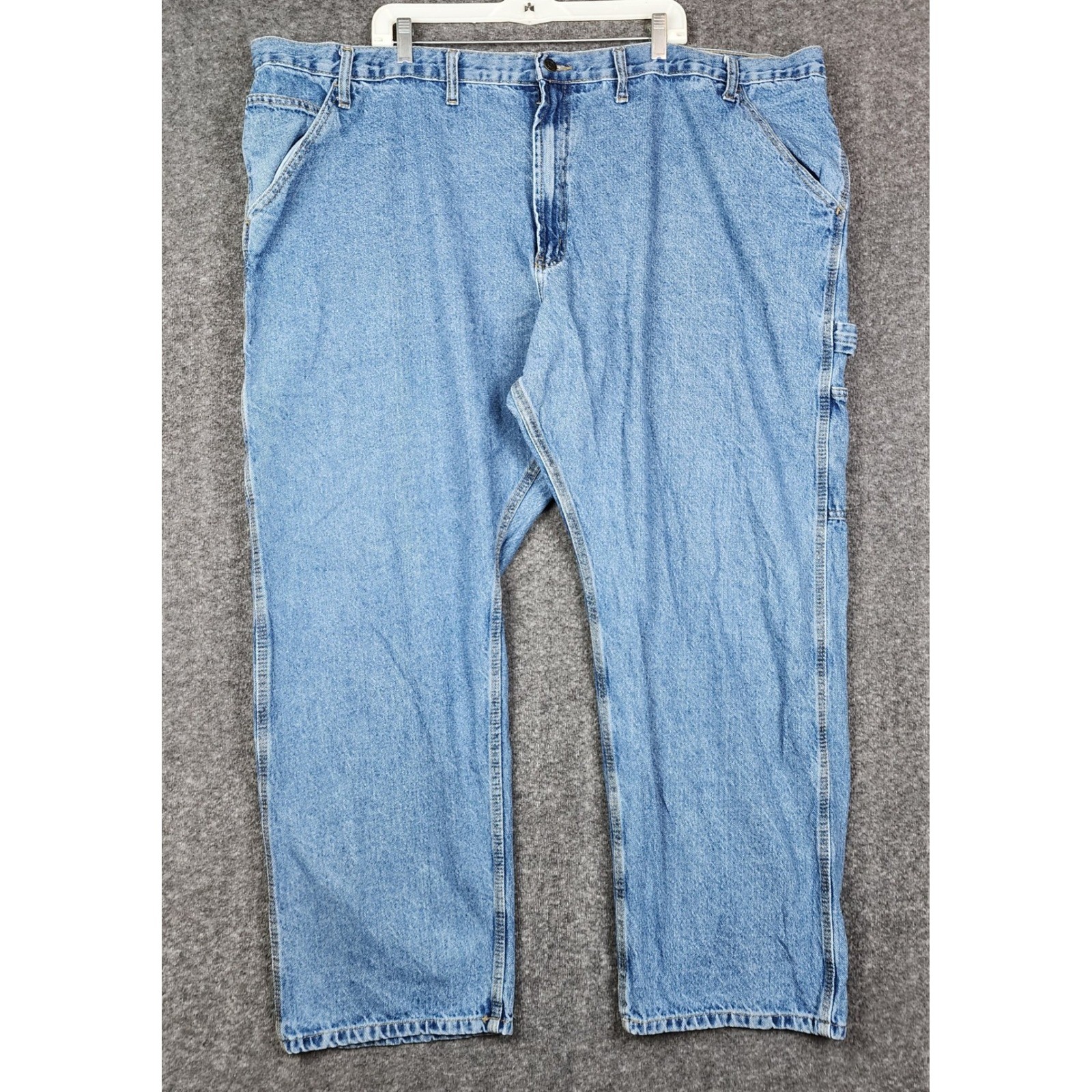 RocXL Carpenter Jeans Mens 52×32 Light Wash Blue Denim Utility Work Pants