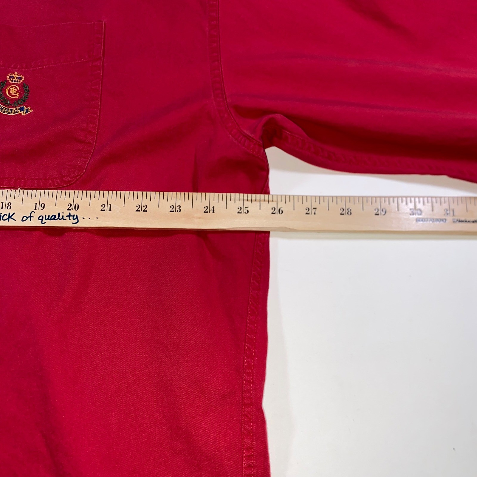 Chaps Ralph Lauren Mens XL Red Cotton Button Down Long Sleeve Crest Logo Shirt