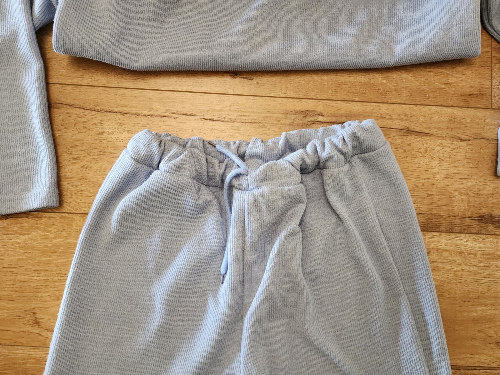 SET 2-Piece Track Suit Hooded Lounge Travel Womens M Ankle Wide Leg Ribbed Knit