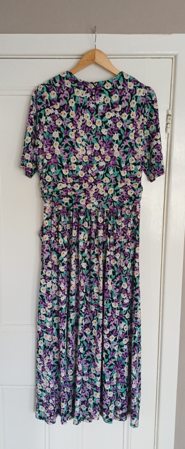 Jolie Moi Dress Womens UK 16 Purple Floral ‘Molly’ Jersey Maxi Stretch Summer