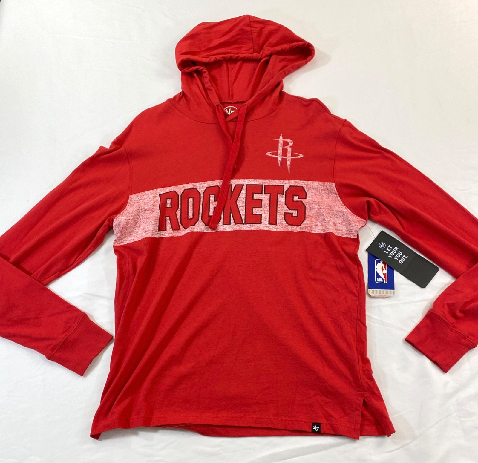 men’s 47 brand Houston Rockets t-shirt hoodie size small rd long sleeve cotton